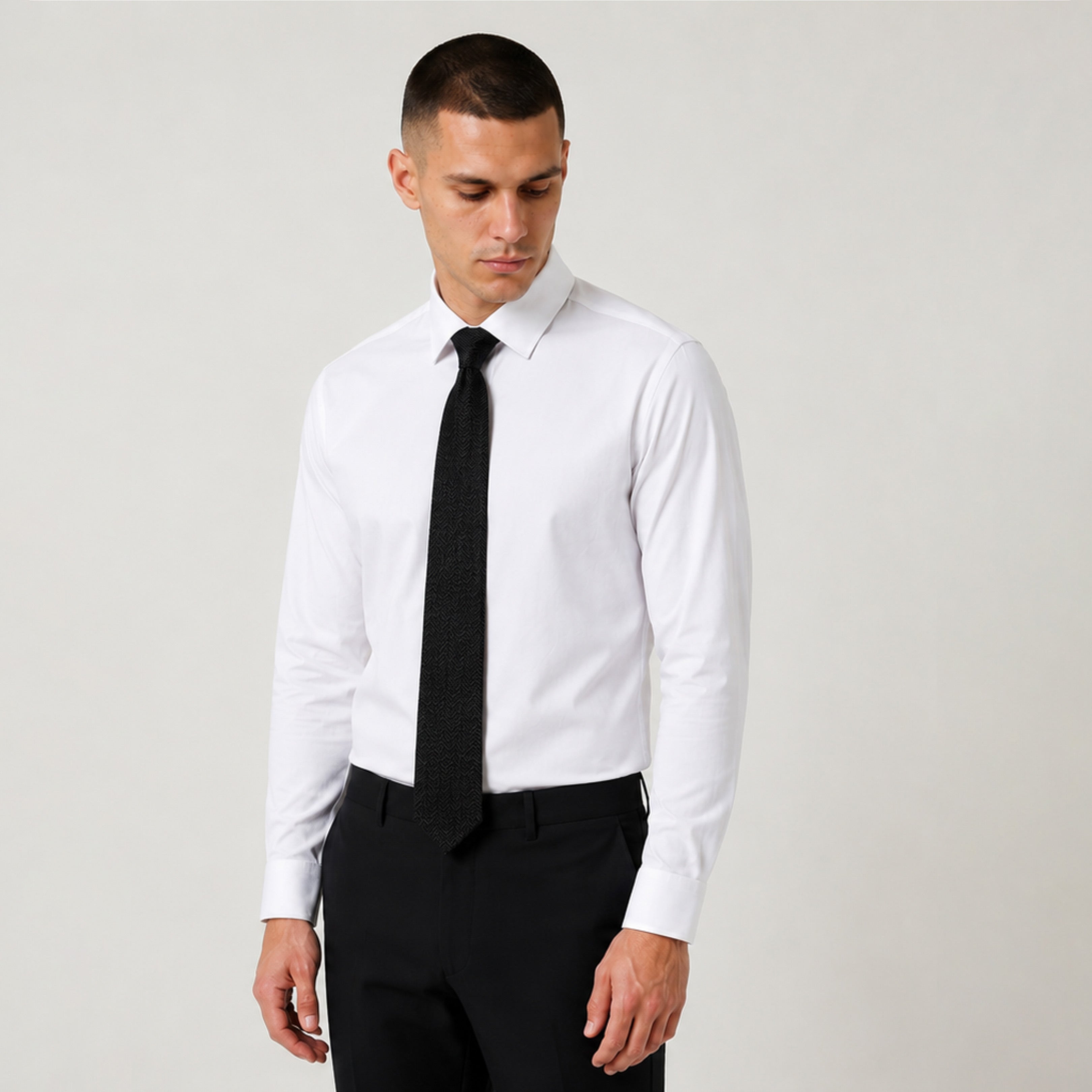 Black Necktie with Handkerchief